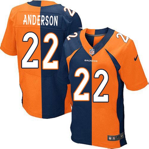 Men's Limited C.J. Anderson Nike Jersey Orange/Navy - #22 Split Fashion NFL Denver Broncos